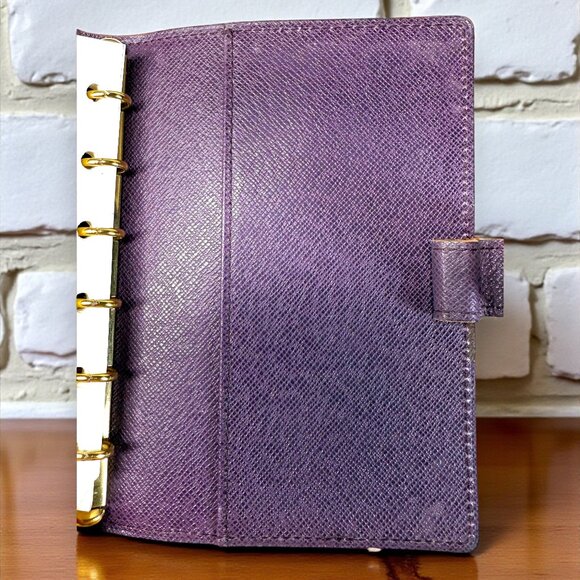 Louis Vuitton EPI Small Ring Agenda Cover COA Yellow EPI and Purple Interior - Picture 7 of 14